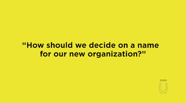How should we decide on a name for our new organization?
