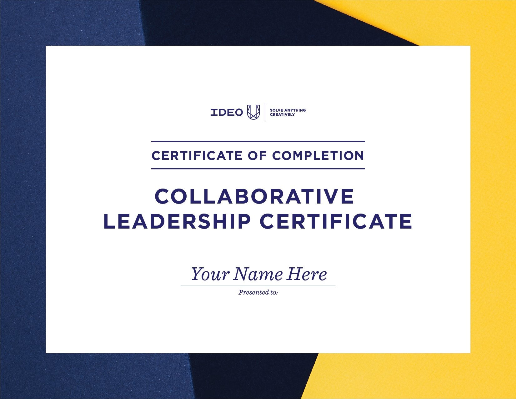Collaborative Leadership Certificate from IDEO U