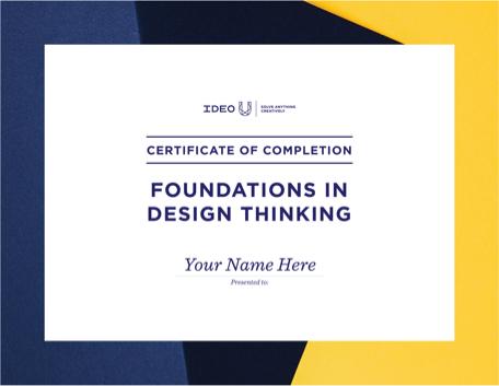 Your IDEO U Certificate in Foundations in Design Thinking